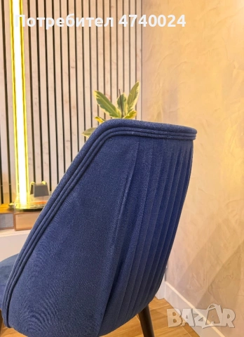Поръчкови столове синьо кадифе - 6 бр., снимка 3 - Столове - 53500681