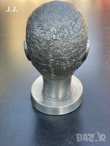 Стара статуетка от калай,негроидна глава 1950г., снимка 2 - Антикварни и старинни предмети - 44421846