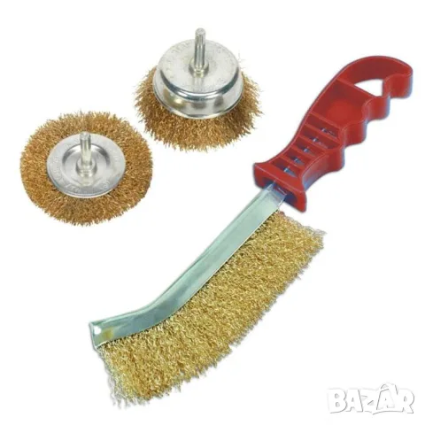 Комплект ръчна и 2 телени четки за бормашина