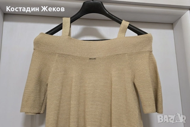 Нов.  Златист плетен топ с метализиран ефект. Liu Jo , снимка 5 - Корсети, бюстиета, топове - 53827808