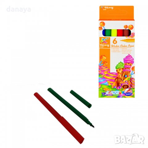 2396 Флумастери за оцветяване и рисуване, 6 цвята, снимка 4 - Ученически пособия, канцеларски материали - 34029296