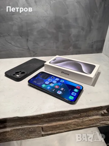 КАТО ЧИСТО НОВ Iphone 15 Pro Max Blue + подарък, снимка 7 - Apple iPhone - 56302405