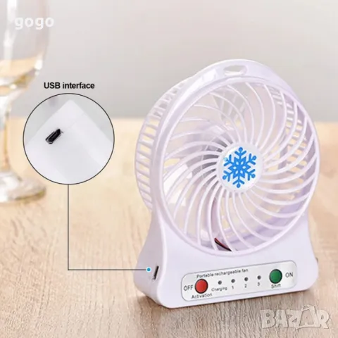 Преносим мини вентилатор за дом или офис, с USB Зареждане, снимка 8 - Вентилатори - 50395984