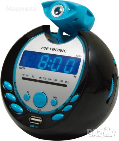 Прожекционен радиочасовник Metronic Radio Alarm Clock, Blue/Black 477016, снимка 2 - Други - 40344702