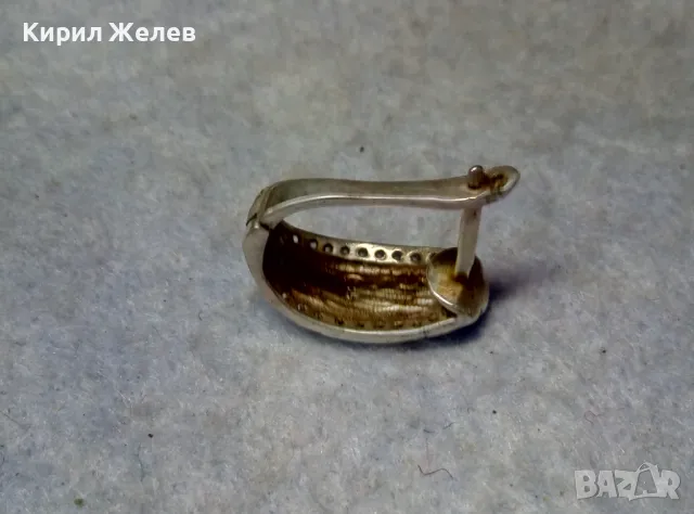 ВИНТИДЖ АРТ АНГЛИЙСКА СЕДЕФЕНА СРЕБЪРНА ОБЕЦА СРЕБРО 925 с ЦИРКОНИ МАЙСТОРСКА ЮВЕЛИРНА РАБОТА 49724, снимка 8 - Обеци - 49757285