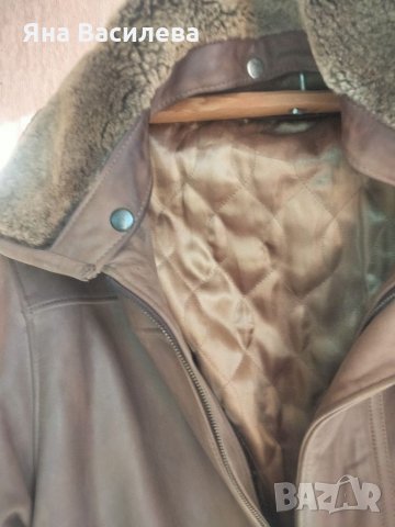 Кафяво кожено яке, снимка 4 - Якета - 34596163