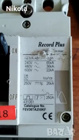 Шалтер прекъсвач General Electric FE 250  - трифазен 250A , снимка 3 - Ключове, контакти, щепсели - 48201975