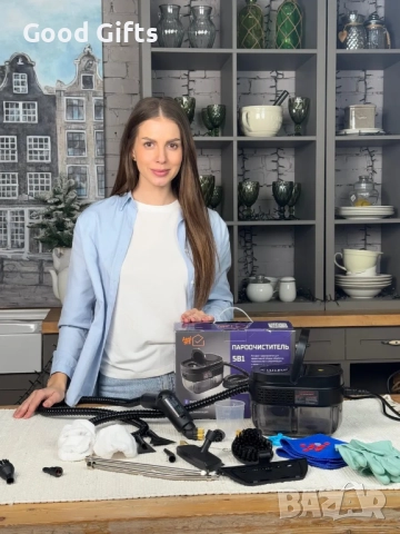 Пароочистител AXEL SRS 1600 мл – Мощен уред за почистване с пара, 15 приставки, 3 нива на пара, дези, снимка 10 - Парочистачки и Водоструйки - 51986707
