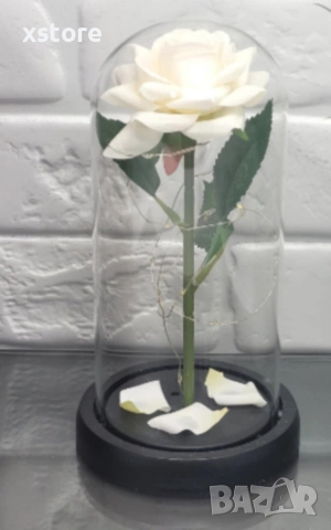 Бяла роза под стъклен купол - Вечна елегантност, снимка 6 - Декорация за дома - 52791033