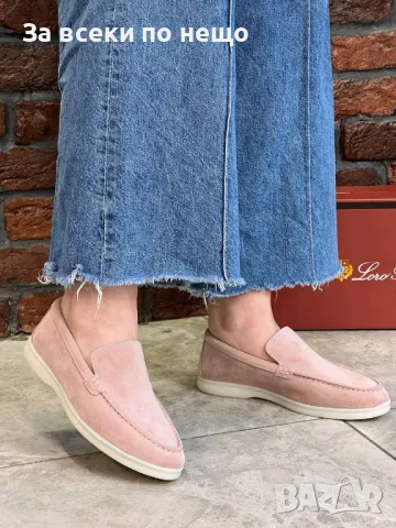 Loro Piana Дамски Розови Обувки Естествен Велур Лоро Пиана Код E243, снимка 3 - Дамски ежедневни обувки - 50412423