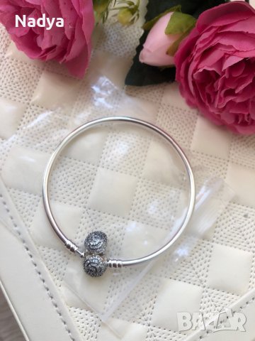 Твърда гривна Пандора 19см, снимка 5 - Гривни - 41405885