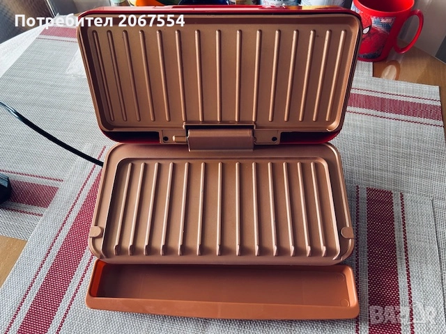 Малка скара с незалепващо покритие-No fat grill, 1000 W, снимка 2 - Скари - 51556587