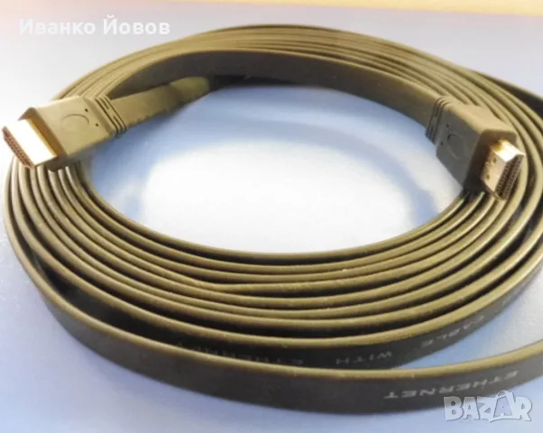 Високоскоростен HDMI мъжки / HDMI мъжки кабел, златен, Ethernet, плосък, дължина 5 м