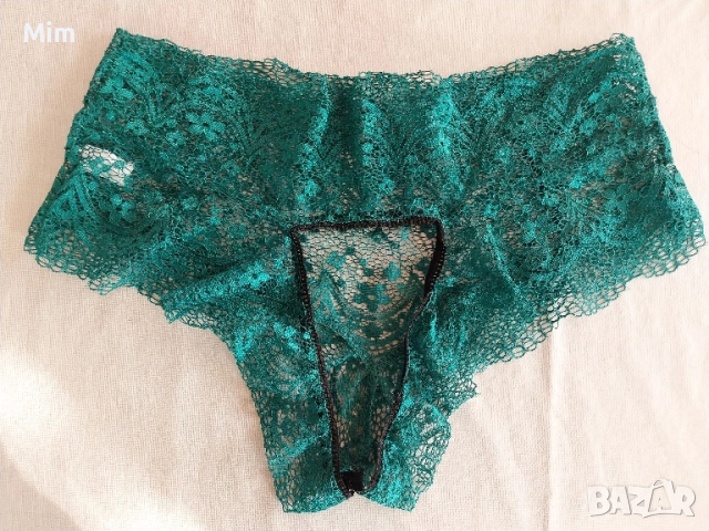 M/L Зелена дантелена бикина отворена отзад, снимка 2 - Бельо - 52138462