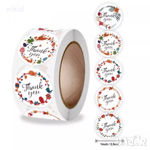 100 бр Thank You микс цветя малки самозалепващи лепенки стикери за ръчна изработка за подарък, снимка 5 - Други - 28802811