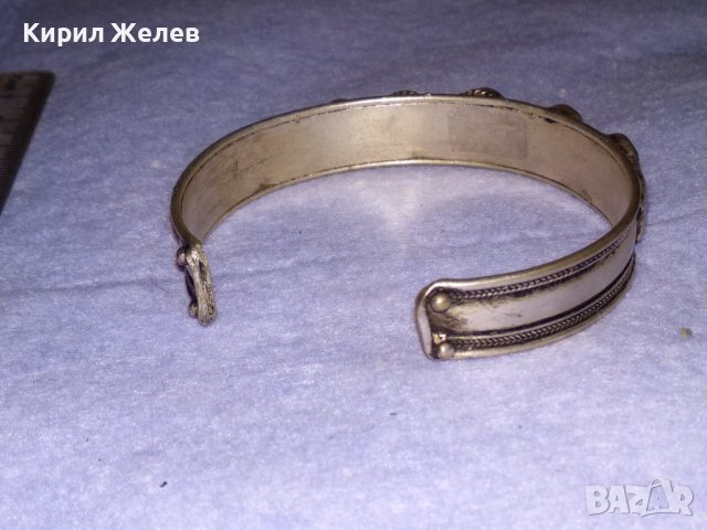 СТАРА СКЪПОЦЕННА ОРИЕНТАЛСКА ПОСРЕБРЕНА БРОНЗОВА РЕГУЛИРУЕМА ЕТНОГРАФСКА ГРИВНА 8650, снимка 4 - Антикварни и старинни предмети - 41196195