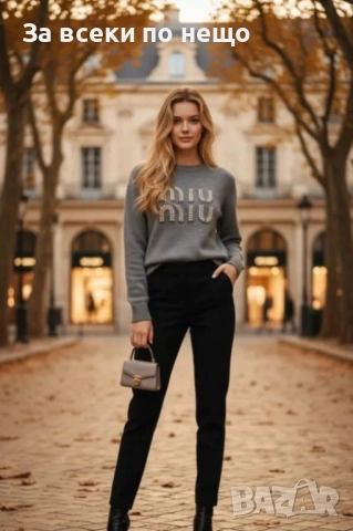 Miu Miu Дамски Пуловер С Нашити Перли Наличен в БЯЛО и СИВО Код S333, снимка 5 - Блузи с дълъг ръкав и пуловери - 52429272