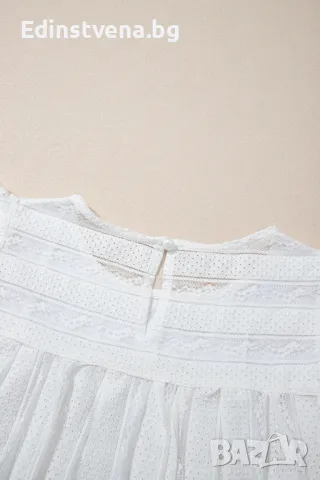 Дамски свободен топ в бяло с бродерия и къдрички, снимка 10 - Други - 50031231