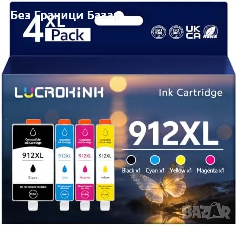 Нови HP 912XL Ink 4 броя Съвместими Касети OfficeJet 8010 8012 8015 8025 принтер мастило печат