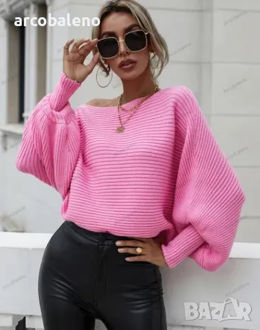 Дамски свободен пуловер с кръгло деколте и дълги ръкави, 6цвята , снимка 14 - Блузи с дълъг ръкав и пуловери - 42678795