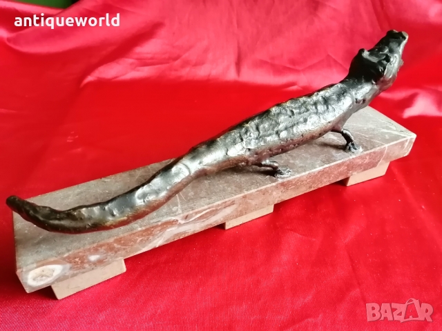 Уникална Авторска Бронзова Пластика КРОКОДИЛ , снимка 3 - Антикварни и старинни предмети - 36062529