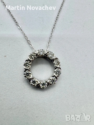 Сребърно колие с мойсанит (Диамант) 1 карат, снимка 6 - Колиета, медальони, синджири - 53820692