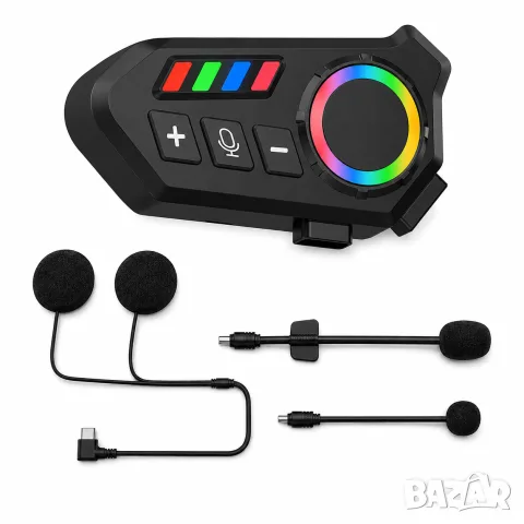 Bluetooth слушалки за мото каска с HIFI звук и RGB