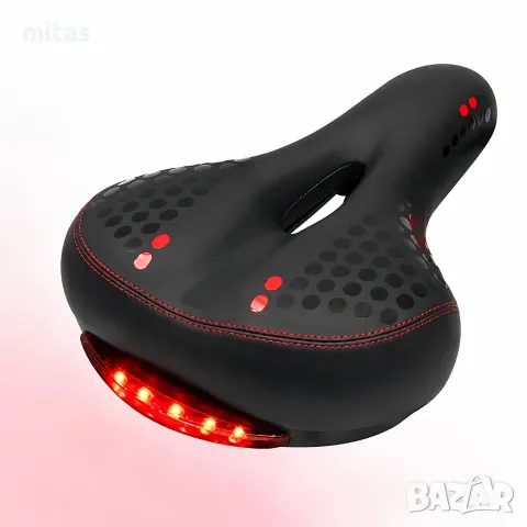 Гелова седалка за велосипед LUTA с LED стоп, Мемори пяна, Ергономична, Универсална, снимка 3 - Части за велосипеди - 44247100