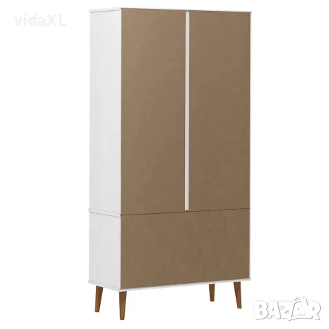 vidaXL Шкаф витрина MOLDE, бял, 90x35x175 см, бор масив, снимка 7 - Секции и витрини - 56147189