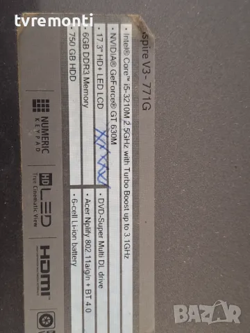 Лаптоп Acer aspire v3-771g НА ЧАСТИ, снимка 3 - Части за лаптопи - 48767937