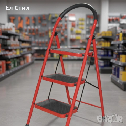 Лека сгъваема стълба – 3 Стъпала, до 150 кг, супер компактно прибиране, снимка 3 - Други стоки за дома - 53583572