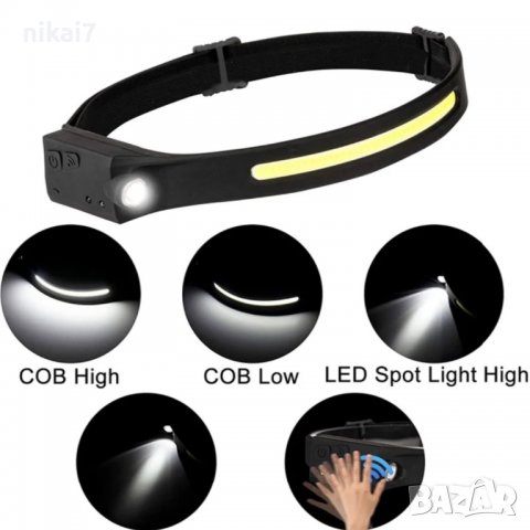 челник за глава LED лента акумулаторен фенер водоустойчив USBзареждане, снимка 6 - Къмпинг осветление - 39118524