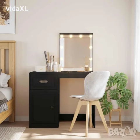 vidaXL Тоалетка с LED лампи, черна, 90x42x132,5 см, снимка 2 - Тоалетки - 56148152