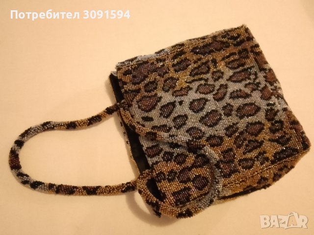 стара дамска чанта от стъклени мъниста леопард, снимка 14 - Антикварни и старинни предмети - 41710335