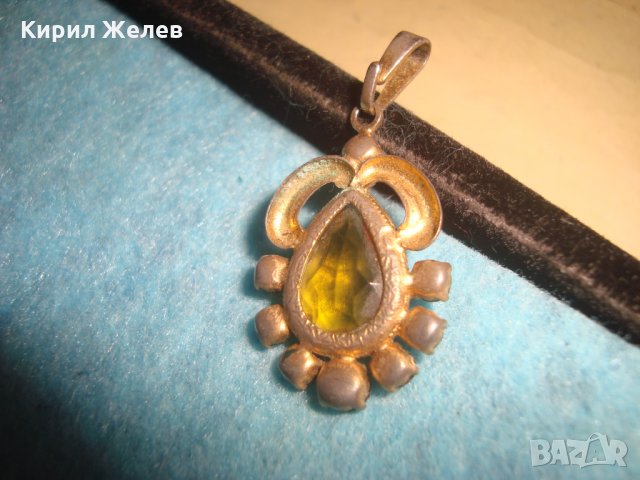 СТАР БРОНЗОВ ПОЗЛАТЕН СКЪПОЦЕНЕН АРТ ДЕКО ПЕНДАНТ с КАМЪНИ ЦИТРИН РЕТРО БИЖУ МЕДАЛЬОН 71351, снимка 6 - Антикварни и старинни предмети - 35664017