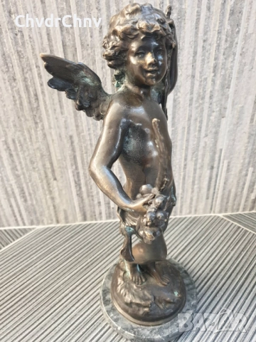 40см-3кг Moreau статуетка/стара френска бронзова скулптура/фигура на ангел-купидон, снимка 2 - Статуетки - 52967586