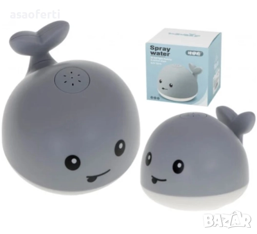 🐳 Детска Играчка за Баня „Кит“ – Пръска Вода, LED Светлини и Сензор за Включване