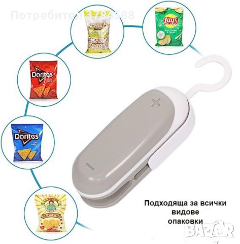 2 в 1 мини уред с топлинно запечатване и отваряне на продукти, снимка 3 - Друга електроника - 41509056