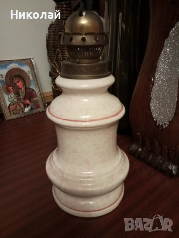 Порцеланова газова , газена лампа, снимка 4 - Антикварни и старинни предмети - 52794986