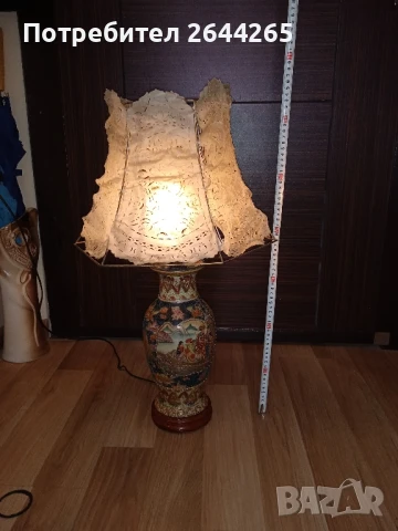 Японска Порцеланова Лампа 19 век порцелан,ръчно рисувана уникална , снимка 6 - Антикварни и старинни предмети - 50664624
