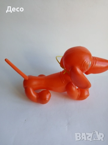 Стара румънска пластмасова играчка куче Дакел., снимка 4 - Колекции - 52524208