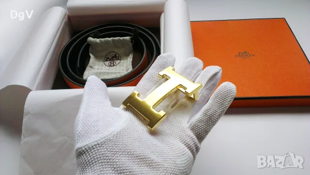 Колан hermes 118см 32mm дволицев Noir/ Gold кафяв / черен