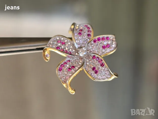 Сребърен 925 пръстен и висулка с позлата 17562, снимка 10 - Пръстени - 50325595