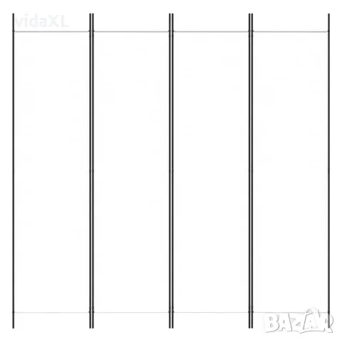 vidaXL Параван за стая, 4 панела, бял, 200x200 см, текстил, снимка 3 - Паравани - 56147182