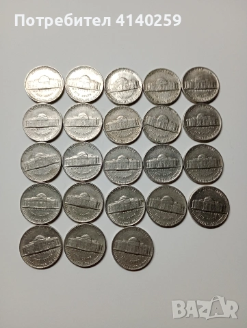САЩ МОНЕТИ ЛОТ 5 ЦЕНТА 1970 -1993 Г 
