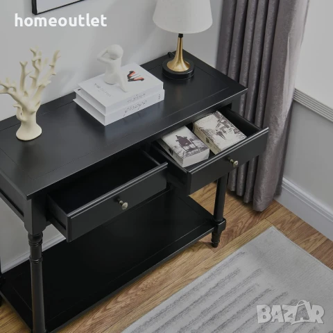 ПРОМОЦИЯ Конзолна маса в черно с елегантен дизайн и допълнително място за съхранение SFZ-004-BK, снимка 2 - Маси - 50686455