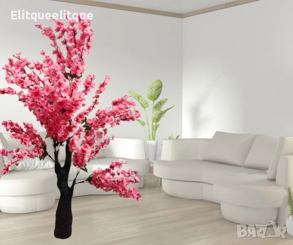 Изкуствено декоративно дърво, Цъфтяща сакура, 1.7 м, снимка 3 - Декорация за дома - 52187286