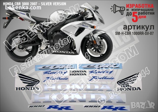 HONDA CBR 1000 2007 - SILVER VERSION SM-H-CBR 1000RR-SV-07
