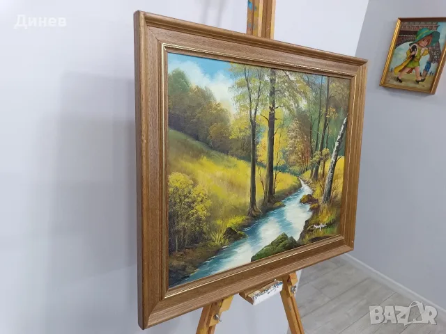 Немски горски пейзаж, масло върху платно с подрамка – 59х49 см (подпис Manfred) , снимка 2 - Картини - 55972806