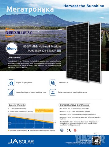 Фотоволтаични панели JA Solar 450W, 545W, Jinko 580W, 610W, снимка 3 - Други машини и части - 37235362